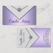 Cartes de visite lavande violettes perles blanches (Devant / Derrière)