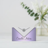 Cartes de visite lavande violettes perles blanches (Debout devant)