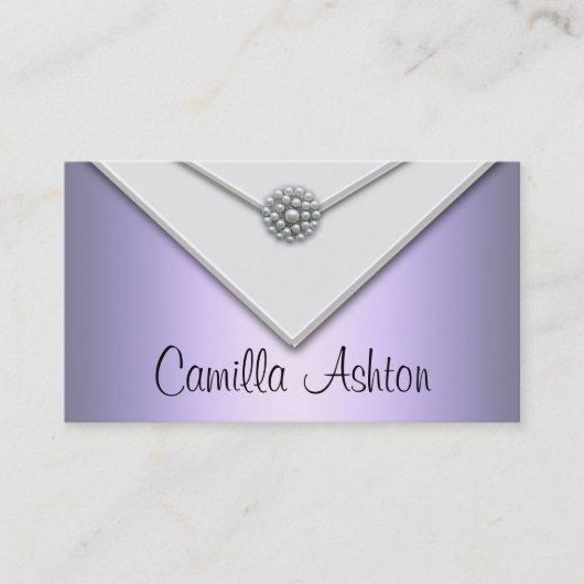 Cartes de visite lavande violettes perles blanches (Devant)