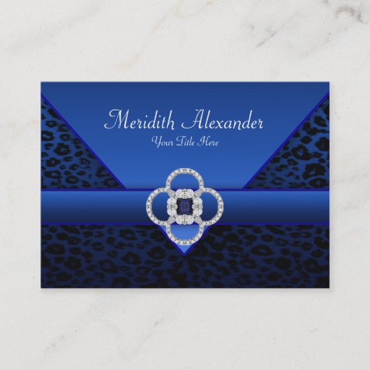 Cartes de visite léopard bleu royal (Devant)