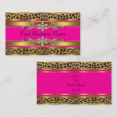 Cartes de visite léopard rose chaud (Devant / Derrière)
