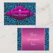 Cartes de visite léopards Turquoises roses chauds (Devant / Derrière)