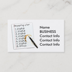 CARTES DE VISITE - LISTE DE COURSES VODKA