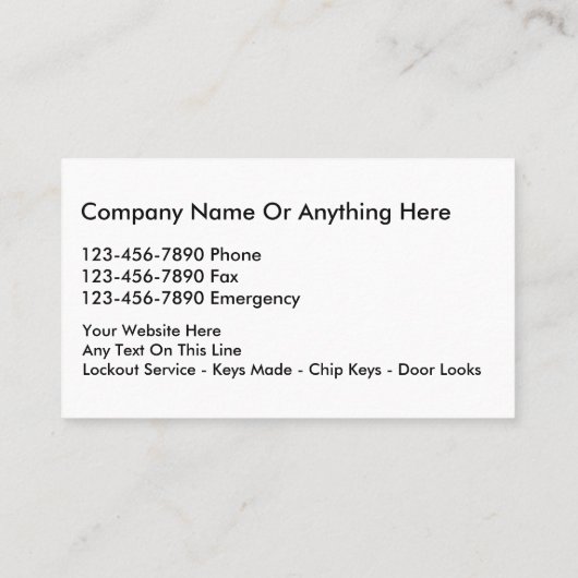Cartes de visite Locksmith (Dos)