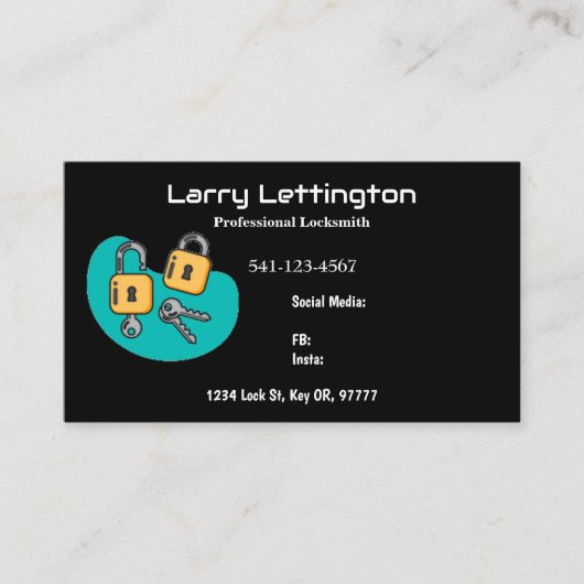 Cartes de visite Locksmith professionnels simples (Devant)