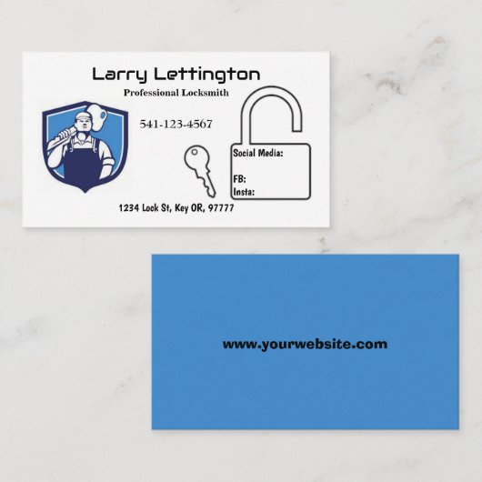 Cartes de visite Locksmith professionnels simples (Devant / Derrière)