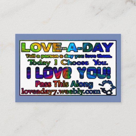Cartes de visite Love-a-Day (Devant)