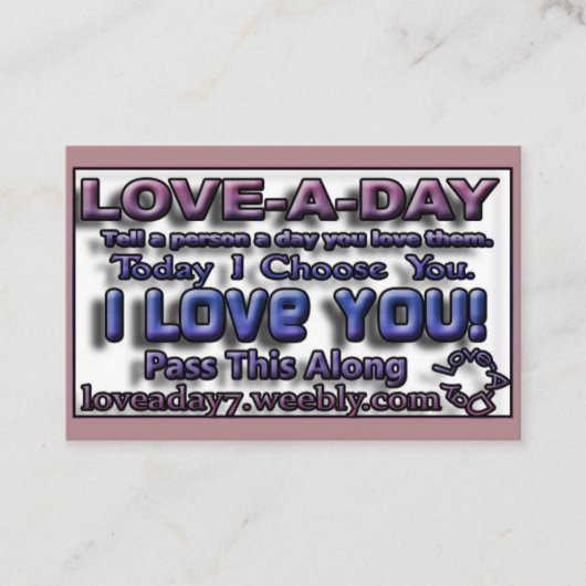 Cartes de visite Love-a-Day (Devant)