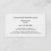 Cartes de visite lumineux d'électricien (Dos)