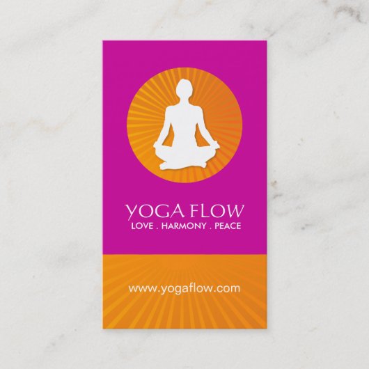 Cartes de visite lumineux et modernes de yoga (Devant)