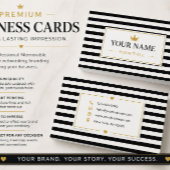 Cartes de visite luxe à rayure noire