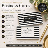 Cartes de visite luxe à rayure noire