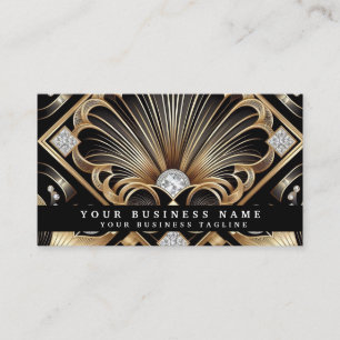 Cartes de visite Luxe Art Déco Noir Or Diamant