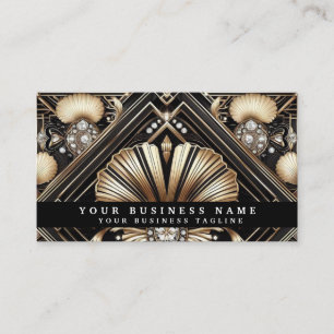 Cartes de visite Luxe Art Déco Noir Or Diamant