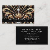 Cartes de visite Luxe Art Déco Noir Or Diamant (Devant / Derrière)
