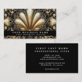 Cartes de visite Luxe Art Déco Noir Or Diamant (Devant / Derrière)