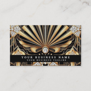 Cartes de visite luxe Art Déco noir or diamant