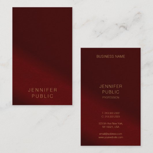 Cartes de visite Luxe Élégant Modèle Texte Or (Devant / Derrière)