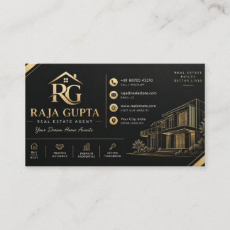 Cartes de visite Luxe – Moderne Minimaliste Or & B
