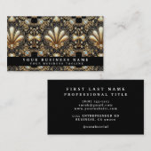 Cartes de visite Luxe Noir et Or Art Déco (Devant / Derrière)