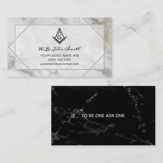 Cartes de visite maçonniques en marbre or | Freema (Devant / Derrière)