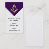 Cartes de visite maçonniques Grand Lodge - Purple  (Devant / Derrière)