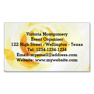 Cartes de visite magnétiques aquarelle Rose jaune