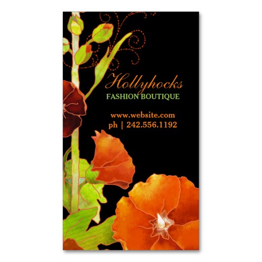 Cartes de visite magnétiques floraux de Hollyhocks (devant Vertical)
