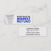 Cartes de visite maigres d'impôts sur le revenu (Devant / Derrière)