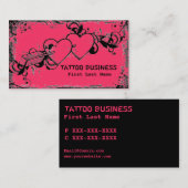 Cartes de visite malpropres de tatouage de coeur (Devant / Derrière)