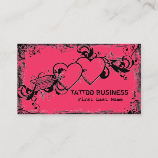 Cartes de visite malpropres de tatouage de coeur (Devant)
