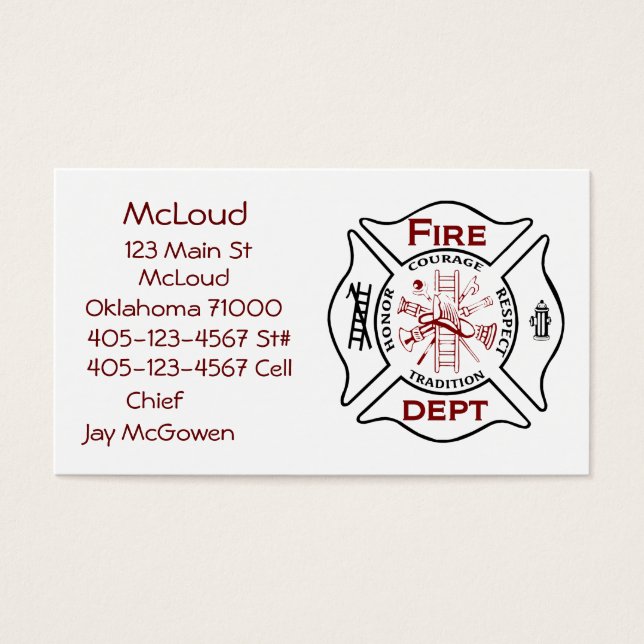Cartes de visite Maltese Fire Fighters (Devant)