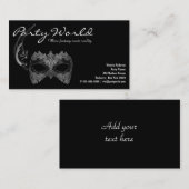 Cartes de visite Mardi Gras Masque Noir (Devant / Derrière)