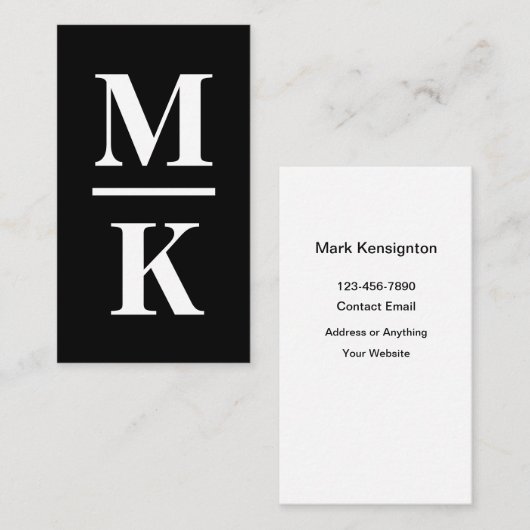 Cartes de visite masculines à monogramme moderne g (Devant / Derrière)