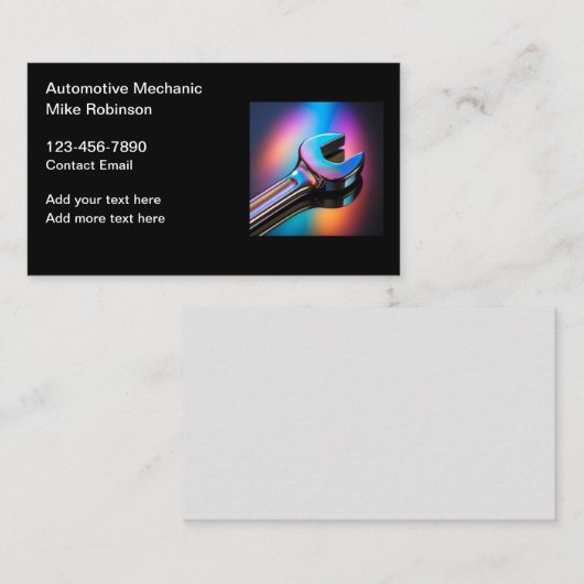 Cartes de visite mécaniciens automobiles Conceptio (Devant / Derrière)