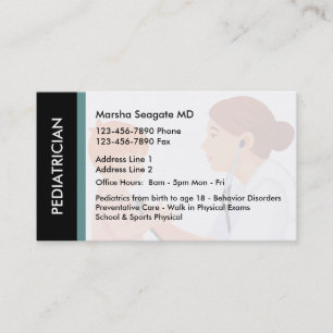 Cartes de visite Médicale de pédiatre
