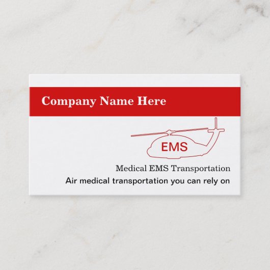 Cartes de visite Médicale de transport (Devant)