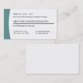 Cartes de visite Médicale d'oncologie (Devant / Derrière)