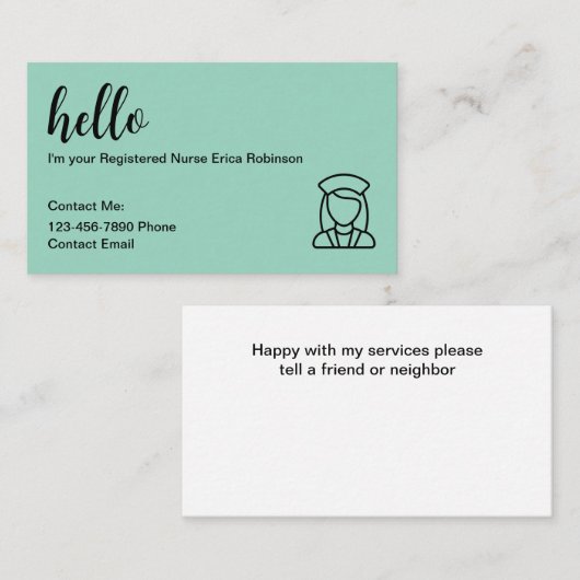 Cartes de visite Médicales de contact infirmière a (Devant / Derrière)
