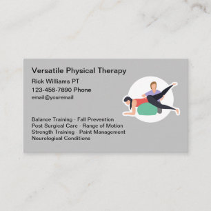 Cartes de visite médicales de physiothérapeute