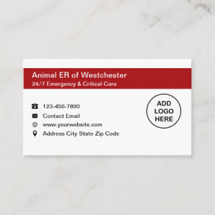 Cartes de visite médicales d'urgence pour animaux