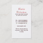 cartes de visite médicaux de pièces de corps (Dos)