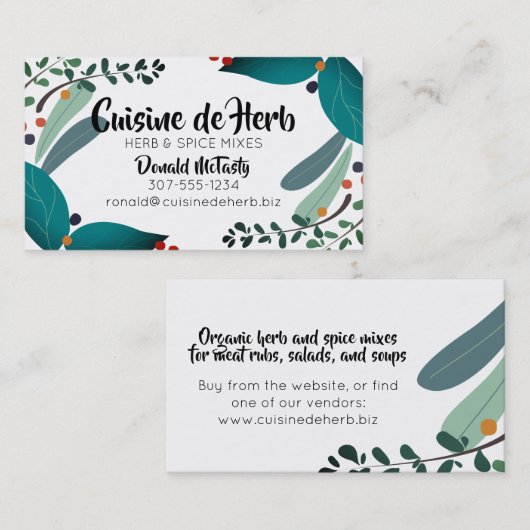 Cartes de visite mélangés de restauration de chef (Devant / Derrière)