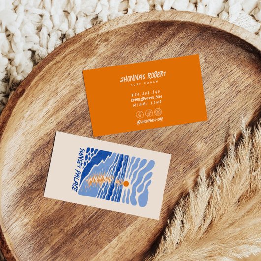 cartes de visite mer doodle rétro