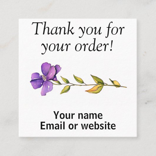 Cartes de visite merci pour votre commande (Devant)
