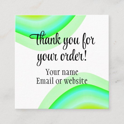 Cartes de visite merci pour votre commande (Devant)