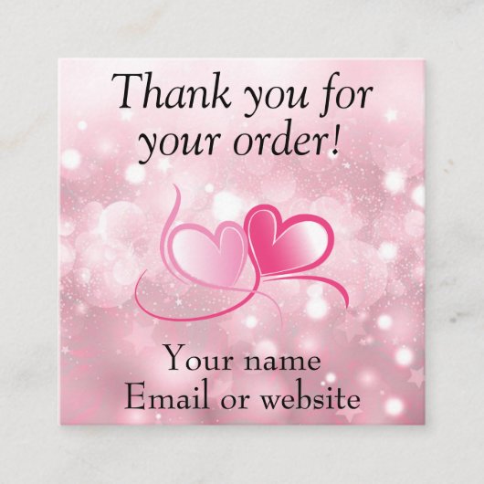 Cartes de visite merci pour votre commande (Devant)