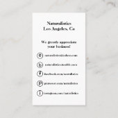 Cartes de visite Merci pour votre commande (Dos)