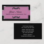 Cartes de visite métalliques noirs et violets chic (Devant / Derrière)