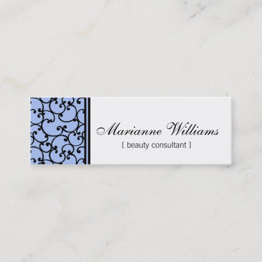 Cartes de visite micro de beauté bleue de damassé (Devant)